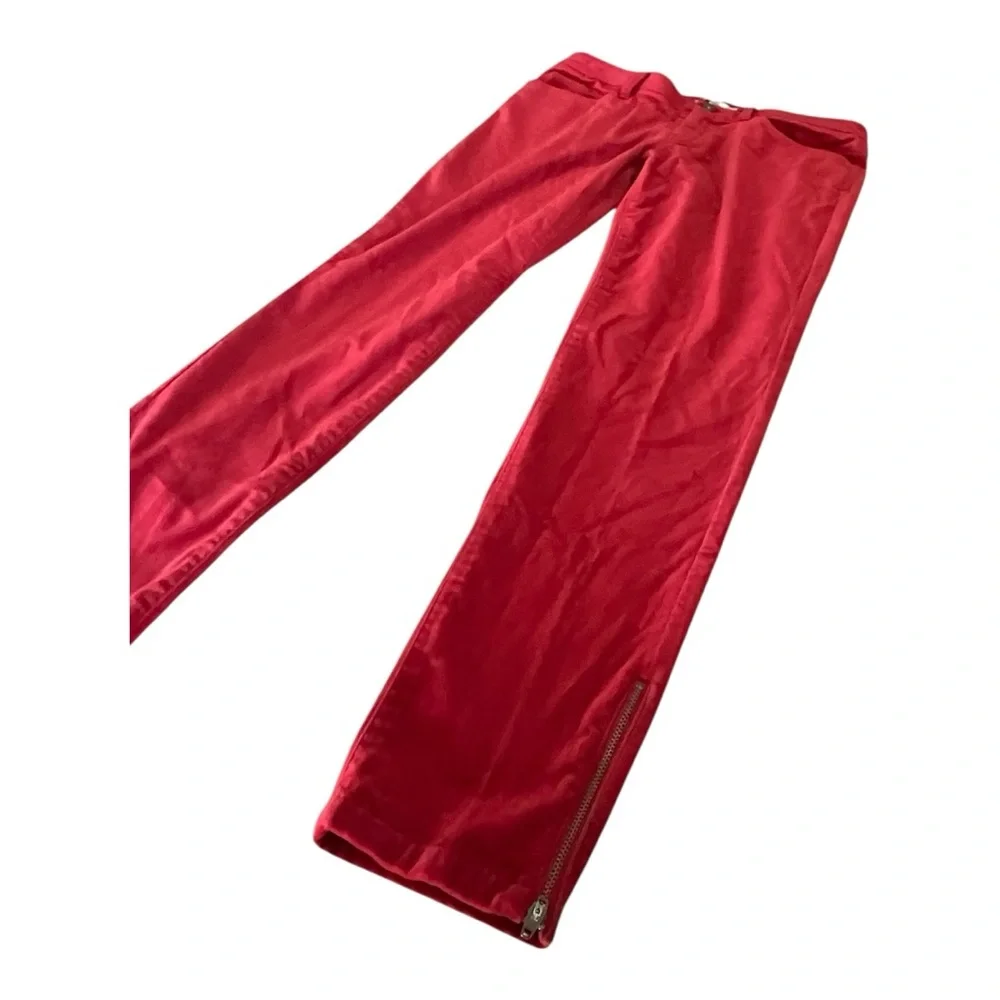 Banana Republic Heritage Red Skinny Velvet Zip Ankle Pants Size 30‎